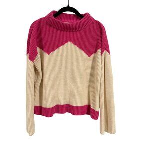 The Reeds x J. Crew Ski Sweater Pink &‎ Ivory Color Block Bell Sleeve Size S